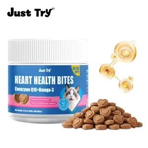 Just Try Coenzyme Q10 Heart Healthy Cat Treats - Advanced Q10 & Taurine Supplement, Chicken-Flavored Soft Chews, Supports Heart Health, 300 Count
