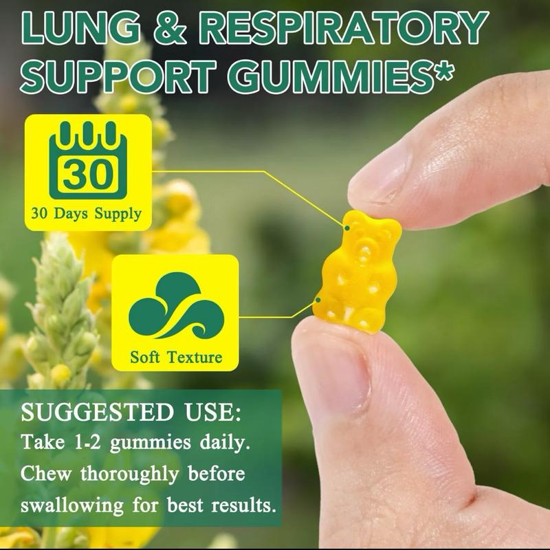 Mullein Gummies,Daily Respiratory Health Gummies 2000mg Mullein Leaf herb Extract , gummies for lung cleanse