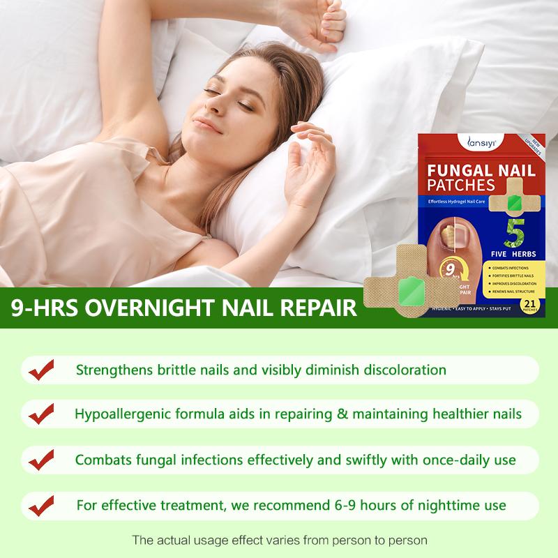 Lansiyi Fungal Nail Patches, 21pcs/box Nail Health CarePatches, Nail Fungus Care Patches with 5 Herbs for Solving Fungal Nails and Other Nail Problems, NailSupplies, Daily Care Nails Kit Set, Nail Tech Supplies,Self Care Tools Matte Japanese