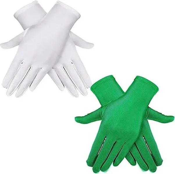 2 Pairs Adult Spandex Gloves Wrist Length Gloves for Halloween Gown Opera Gloves Tea Party Cosplay