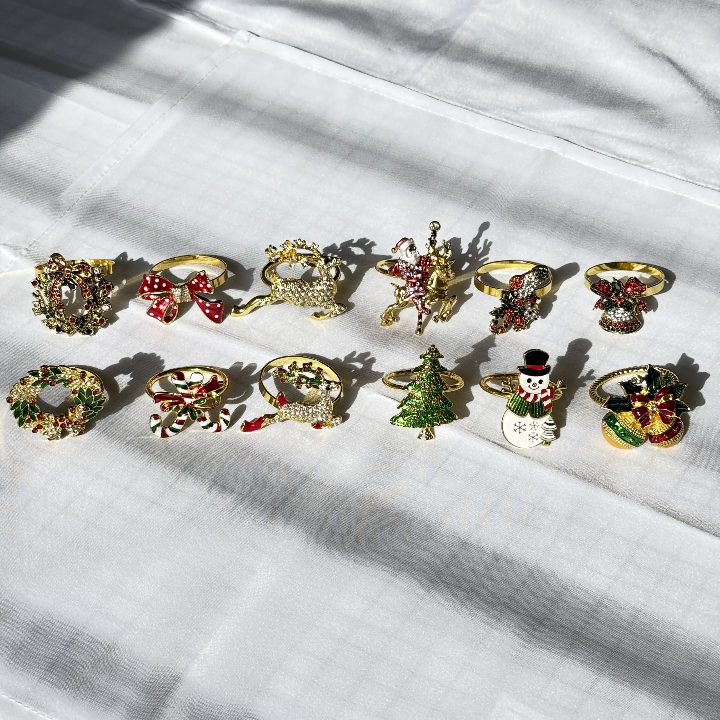 Merry & Midnight - 12pc Christmas Napkin Ring Collection