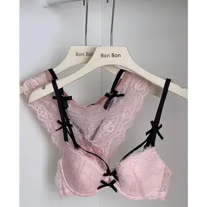 Push Up Bra Set 32-38 AB SL French Lace Underwire Luxury Bow Bralette Allure Support Breathable Comfort Summer Flash Sale