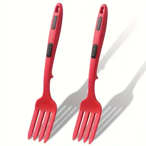 2PC Silicone Flexible Forks, Heat-Resistant Cooking Forks, Large Forks for Kitchen, Non-Stick, Won't Damage Pans, Ultimate Forks, Mixed Material, Ideal for Mashing Food, Beating Eggs, and Baking