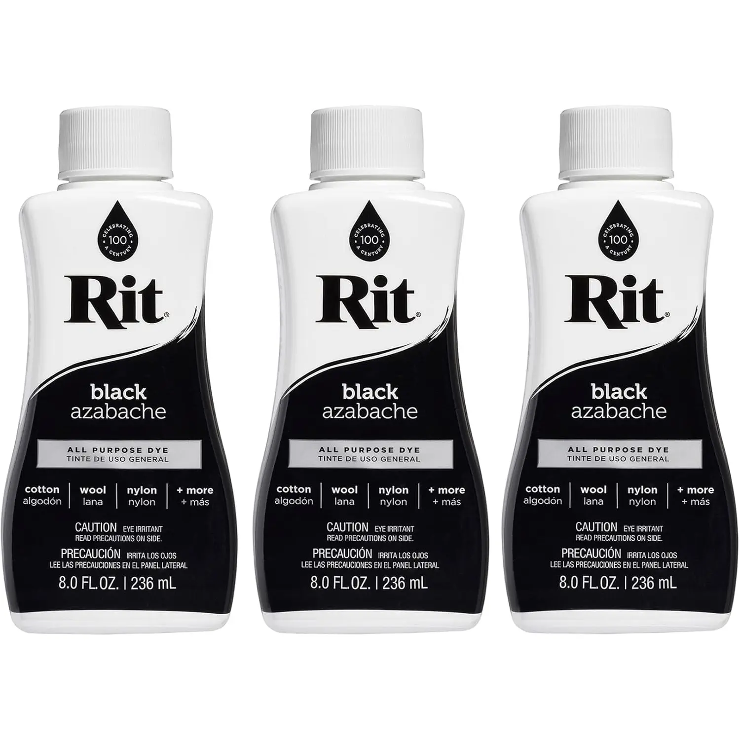 Rit All-Purpose Liquid Dye, Black, 3-Pack