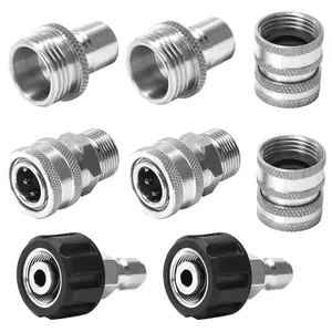 M MINGLE Ultimate Pressure Washer Adapter Set, Stainless Steel Quick Disconnect Kit, M22 Swivel to 3/8 Inch Quick Connect, 3/4 Inch to Quick Release, 8-Pack
