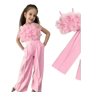 Pressnail Outfit School Kpop Demon Hunters Merch Kids Toddler Girl Fashion Outfits Mesh Floral Decor Tank and Suit Pants Set for Outdoor Spring Summer Fall