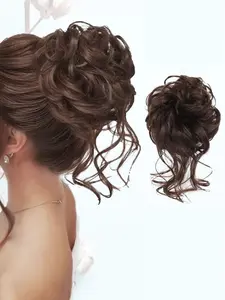Puffy Curled Messy Hair Bun, 10 Inch High Ponytail Elastic Hair Bun, Women Synthetic Hair Extensions, Wave Tail Daily Style, Synthetic Curly Hair