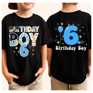 🎂100% Cotton Custom Age Funny Birthday Boy Shirt, Blue Dog Cute Cartoon Graphic Tee, Youth Teens Birthday Party Gift for Blue Dog Fan