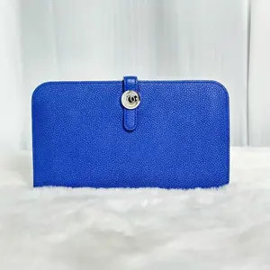 Pre-owned HERMÈS Dogon Duo Wallet in Electric Blue Togo Leather | Luxury Long Wallet|18906529