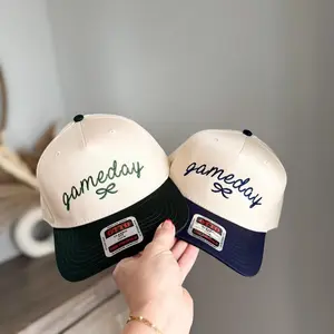 Sports baseball Gameday Bow Vintage Trucker Hat, Game Day Two Tone Hat for Football Game, Snapback Gift for sports, trendy vintage trucker