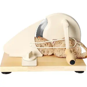 Manual Bread Slicer for Homemade Sourdough,Adjustable Thickness,Hand Crank Bread Slicer with Stainless Steel ,  Alloy Frame & Solid  Base with   Veneer Finish