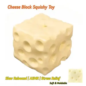 Giant Moldable Cheese Block Squishy Toy, Super Soft Slow Rebound ASMR Stress Ball, Anxiety Relief Fidget Toy for Kids Adults
