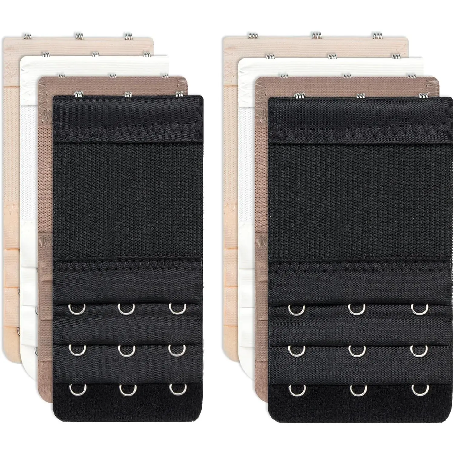 8pcs: Bra Extenders 3 Hooks 1/2 Inch & 3 Hooks 3/4