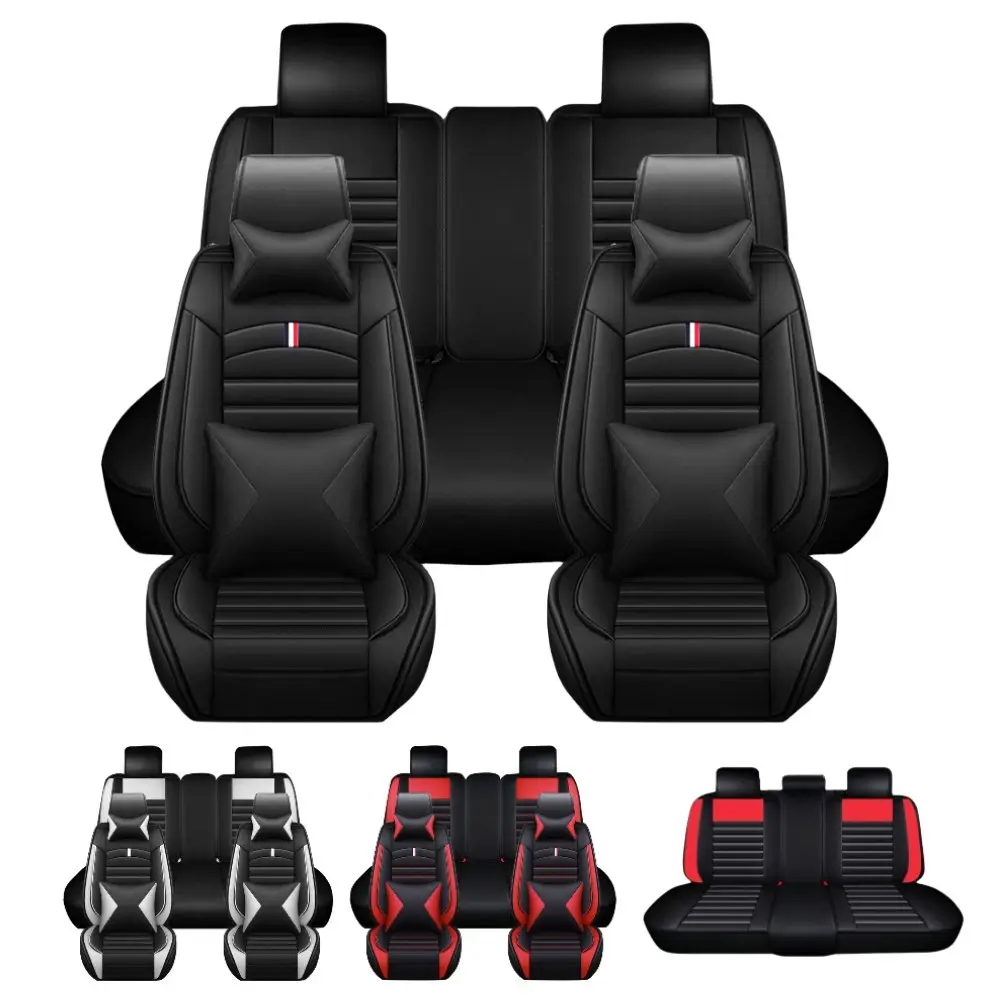 For Toyota Camry Car Front Rear Seat Cover Full Set Premium Napa PU Leather 5 Seat Protector Mat Breathable Cushion Pad Set with Storage Bag, with 2pcs Head Pillow and 2pcs Waist Pillow, Waterproof - For Mother Father Lover Friend Christmas Valentine Gift
