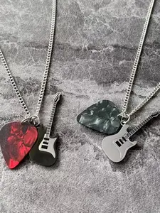 Rock Guitar Pick Necklace Hip Hop Men Trendy Design Unique Party Couple Pendant Unisex Accessories