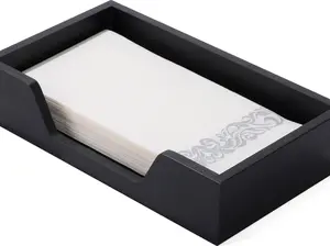 Guest Towel Napkin Holder, Disposable Hand Towel Holder for Bathroom, Wooden Guest Towel Holder Tray with Big Side Opening, Rectangular Farmhouse Cocktail Napkin Holder, Kitchen Dining Tabletop Decor