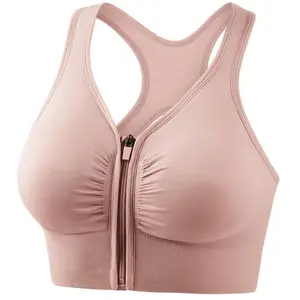 Sports Bra Plus Size Front Zip Hollow-Back for Shock-Proof Support in Running and Yoga Fitness for Women, Athleisure Style
