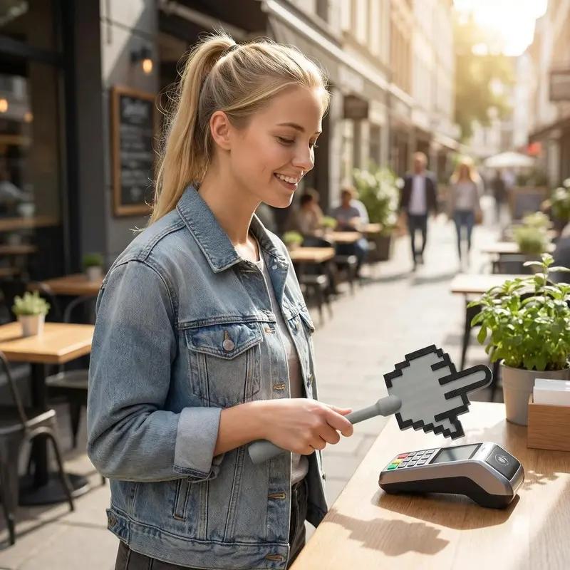 Pixel Art Vertical Middle Finger Contactless Payment Stick, Fun Inductive Payment Accessory for Hygienic Transactions, Easy Pay