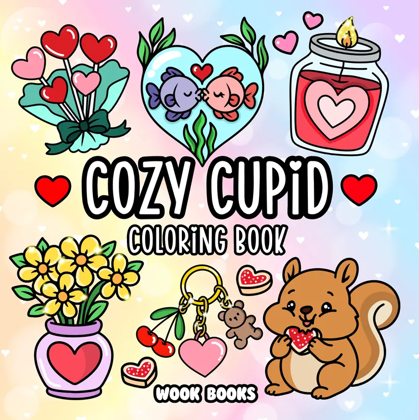 Cozy Cupid Coloring Book and Reusable Protective Sheet by Wook Books Cozy Cupid Coloring Book and Reusable Protective Sheet by Wook Books