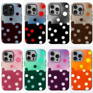 Dark brown two-tone polka dot iPhone case, suitable for iPhone17 ProMax, 16Pro, 15, 14, 13, 12, Samsung 25 Ultra plus, 24, 23, 22 phone cases, double-layer protective case, smartphone case, a gift for girls