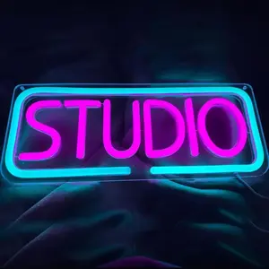 Studio Neon Lights, Music LED Sign Lamp, USB Powered Dimmable Glowing Sign, Ideal for Recording Studio, Music Studio, Party, Club, Podcast Wall Decor Gift