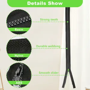 2-pack Black detachable jacket zipper for sewing outerwear, molded plastic zipper 100cm (black size 5).