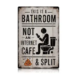 Funny Bathroom Wall Decor Metal Sign – Vintage “This Is a Bathroom, Not an Internet Café” Tin Wall Art for Washroom, Toilet, Farmhouse Home & Office – Palette&Wall
