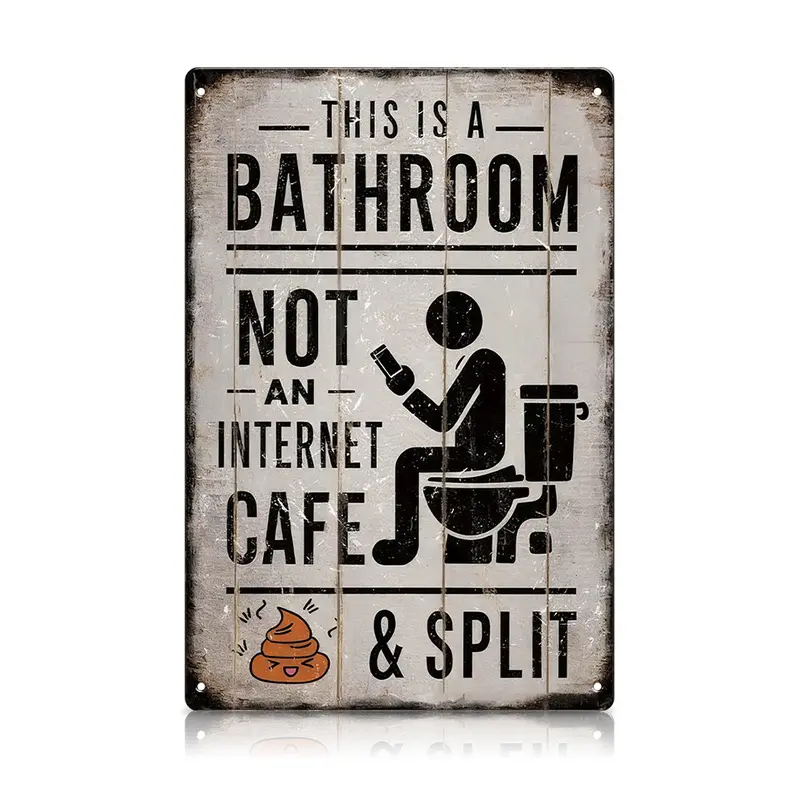 Vintage Metal Sign - Humorous Toilet Print Rectangle Wall Plaque, 12×8 Wall Fit, 4 Predrilled Holes, Lightweight Hanging Farmhouse Home Decor Products, Plaque Gift for Washroom, Sohochic