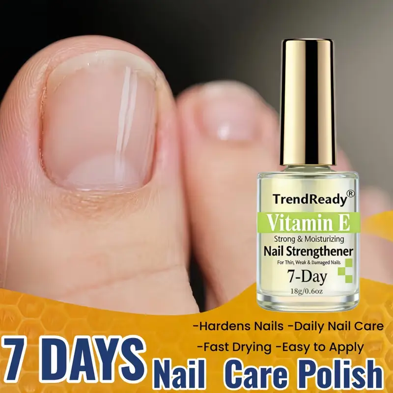2PCS 4-in-1 Natural Nail Hardener & Vitamin E Suitable for Weak, Damaged, Dry Cracked Nails - Clear Base Coat Polish, Ridge Filler, Smoothing Nail Oil for Nail, Moisturizing for Hands & Feet Care, No / Required