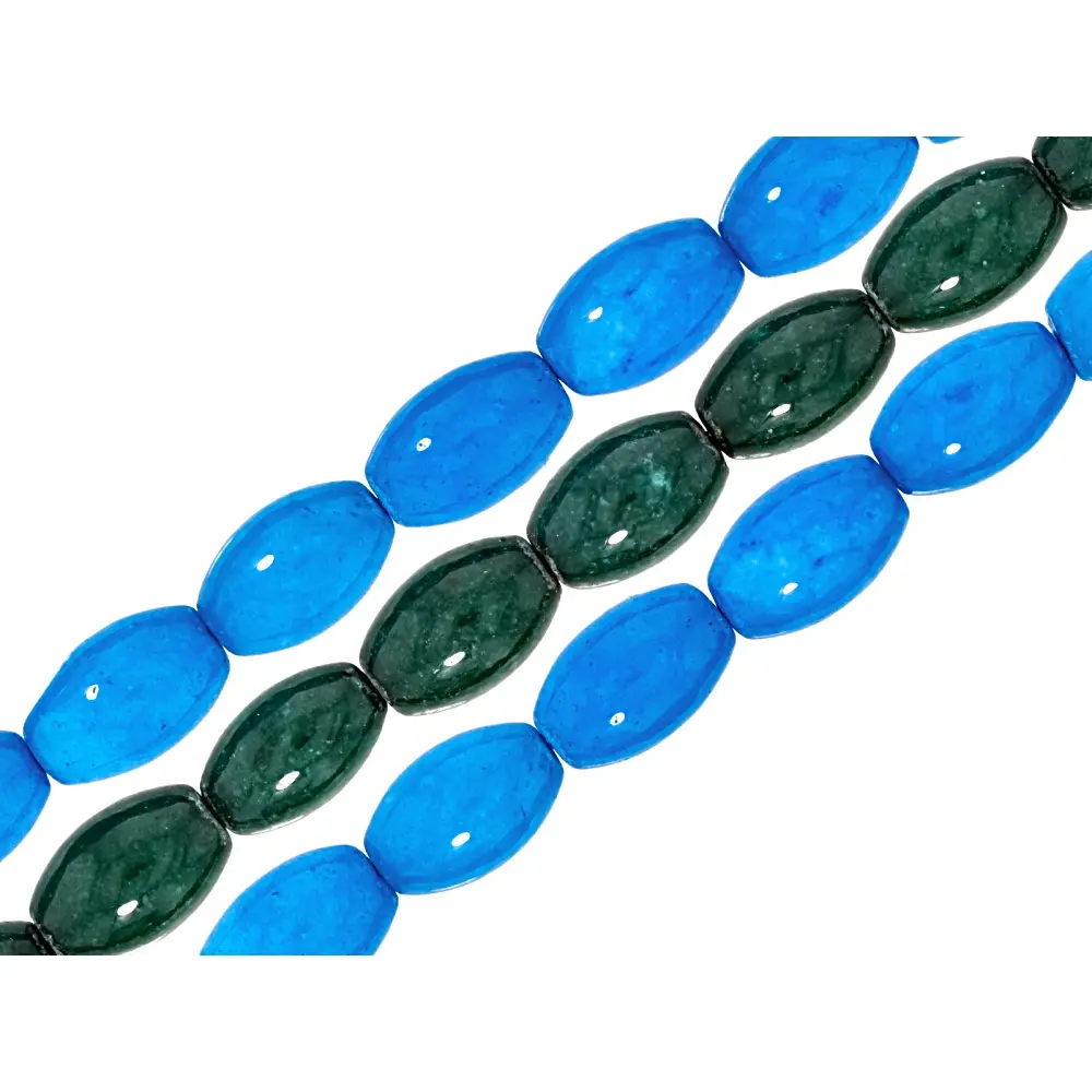 JTV Green & Blue Calcite 12x8mm Rice Shaped Bead Strand Set of 3