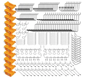260 Piece Pegboard Hooks 1/8 and 1/4 inch peg Board Organizer Accessories with Pegboard Bins for Organizing Various Tools in The Garage Kitchen Bathroom Craft Room Metal Paint Plastic Set