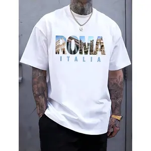 100% Cotton Rome Italy Landmarks T-Shirt, Men's Women's Shirt Top, Short Sleeve Tops Crewneck Tshirt