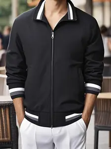 Men’s All-Season Lightweight Windproof Textured Full-Zip Aviator Baseball Jacket - 3 Colors, Suitable for Everyday Outdoor Wear