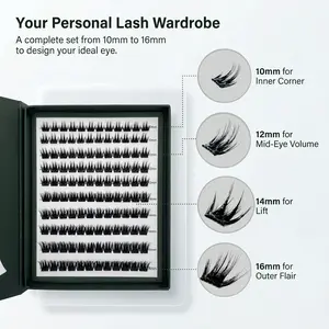 [UTOPIA One Box] Spiky Cluster Lashes 10-16mm Self Adhesive Waterproof Long Lasting Press On Lashes for Effortless Eye Makeup Application Camellia Spiky Cluster Lashes – One Box