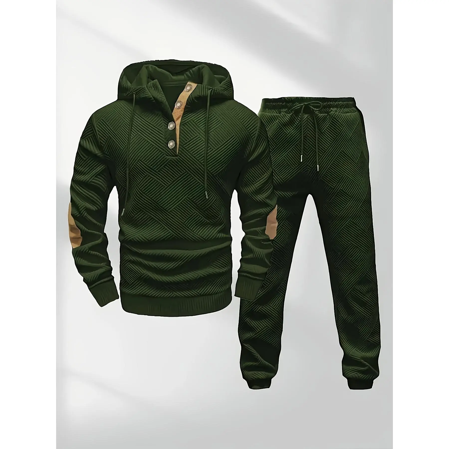 Men's casual and stylish two-piece set: knitted jacquard sweatshirt and trousers. A best-selling men's set (other colors are being restocked; estimated shipping in 5 days). autumn new style