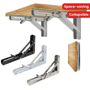 Stainless Steel Folding Shelf Stand, Space Saving DIY Rack, Floating Triangle Bracket, Wall Mounted Triangular Support