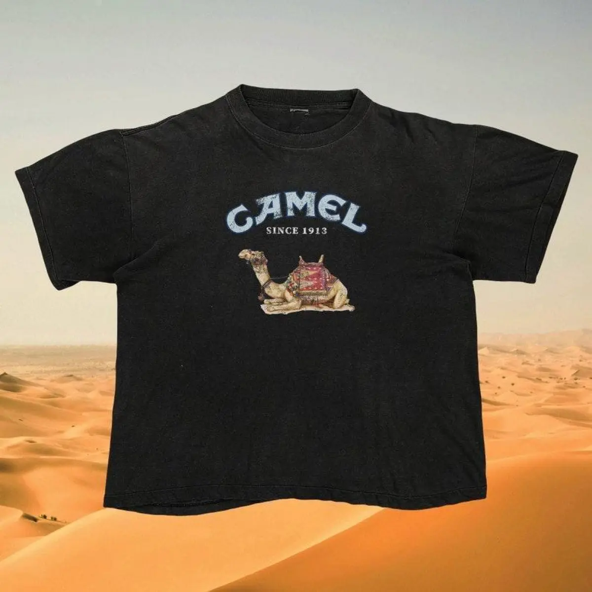 Unisex Vintage Camel Cotton T-Shirt - 90s/Y2k Washed Retro Top