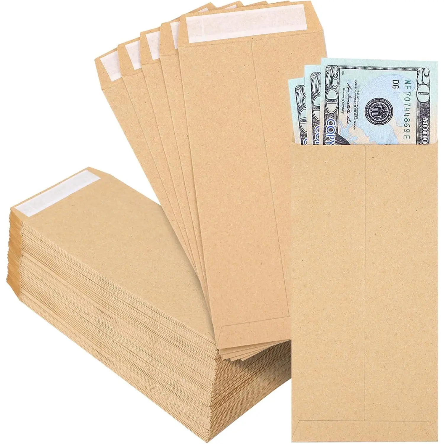 120 PCS Rectangular Self-Adhesive Paper Cash Envelopes (6.5"x3.2") - Small Item Organizer, Standard Size Budget Saving Tool for Party Gift Checks, Home Storage