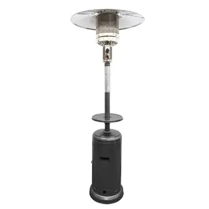 HomeRoots 480566 Silver 48000 BTU Steel Propane Cylindrical Pole Standing Patio Heater