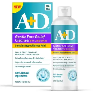 A+D Gentle Face Relief Cleanser for Little Ones with Hypochlorous Acid 3 oz - 100% Natural Ingredients, Non-Toxic, Sting-Free Formula, Safe Around Eyes & Mouth