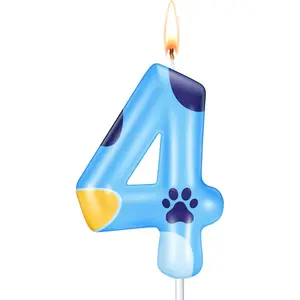 Blue  Paw Candles Birthday Cake Decorations Cake Cupcake Topper for Boy and Girl Birthday Decoration(4)