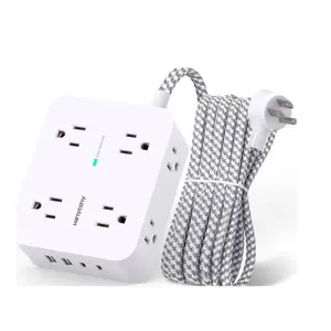 Surge Protector Power Strip - HANYCONY 8 Outlets 4 USB (2 USB C) Charging Ports, Multi Plug Outlet Extender, 5Ft Braided Extension Cord, Flat Plug Wall Mount Desk Charging Station for Home Office ETL
