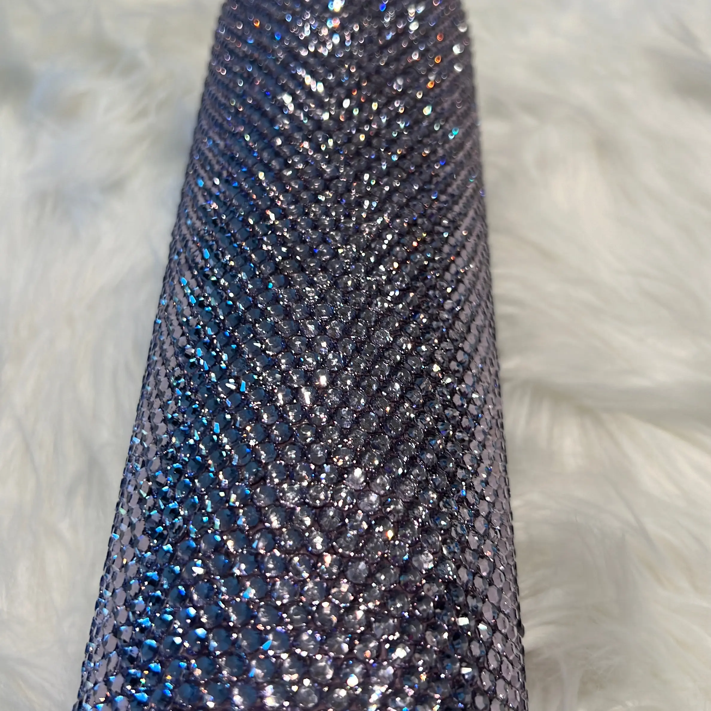 Skinny Purple Rhinestone 30 oz Stainless Steel Tumbler for Hot and Cold Drinks - Hand Placed Bling