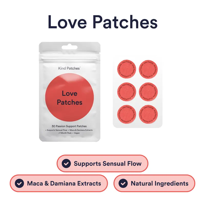 Kind Patches | Love Patches | 30 Passion Support Patches: Supports Sensual Flow, 1 month pack, Vegan