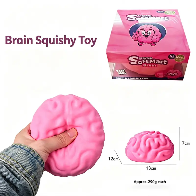 Brain Model Squishy Fidget Toy, Soft Simulated Squeeze Brain Doll, Human Organ Stress Relief Squeeze Model for Halloween Decor & Party Gifts