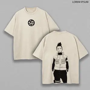 Shikamaru Nara - Naruto Anime Double Printed Vintage Washed Tee Unisex Oversize Anime Manga Washed Heavyweight Cotton T-shirt, Gift For Anime Fan, Anime Lover