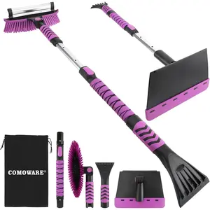 Snow Brush, Extendable Ice Scrapers for Car Windshield with 270 °   Pivoting Head, Lightweight Aluminum Body Snow Removal Tool with Ergonomic Foam Grip, Snow Scraper for Car Truck SUV