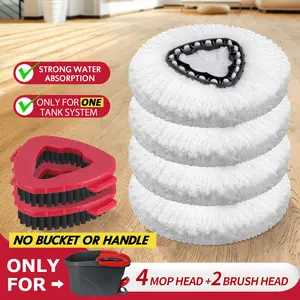 Spin Mop Refills & Scrubber Mop Head Replacements for O-cedar Mop Replace Head for Ocedar Easy Wring 1 Tank System Include Spin Mop Refills & Scrubber Mop Head