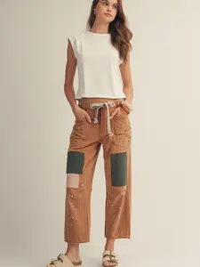 Washed Vintage Patchwork Utility Jeans