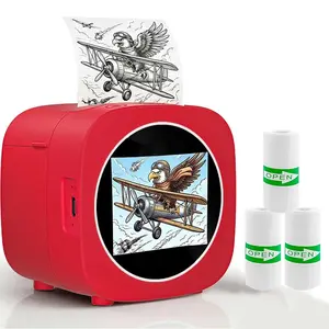 Portable Inkless Thermal Ai Sticker Printer, Label Maker, 6 Styles, Ideal for Photos, DIY Journals, Study Notes, Coloring Pages, Includes 3 Rolls of Paper